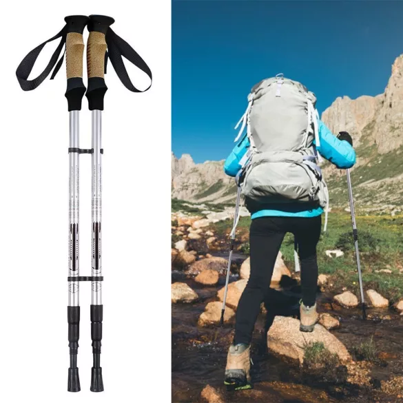 Ultra Lightweight Adjustable Trekking Pole 65-135 cm, Silver