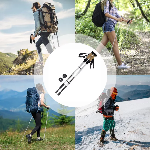 Ultra Lightweight Adjustable Trekking Pole 65-135 cm, Silver